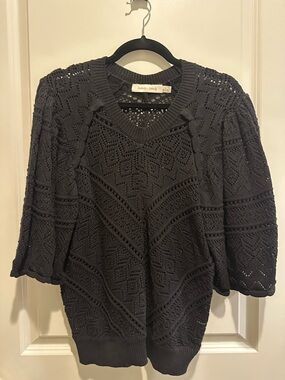 bishop + young Black Openwork Knit Top